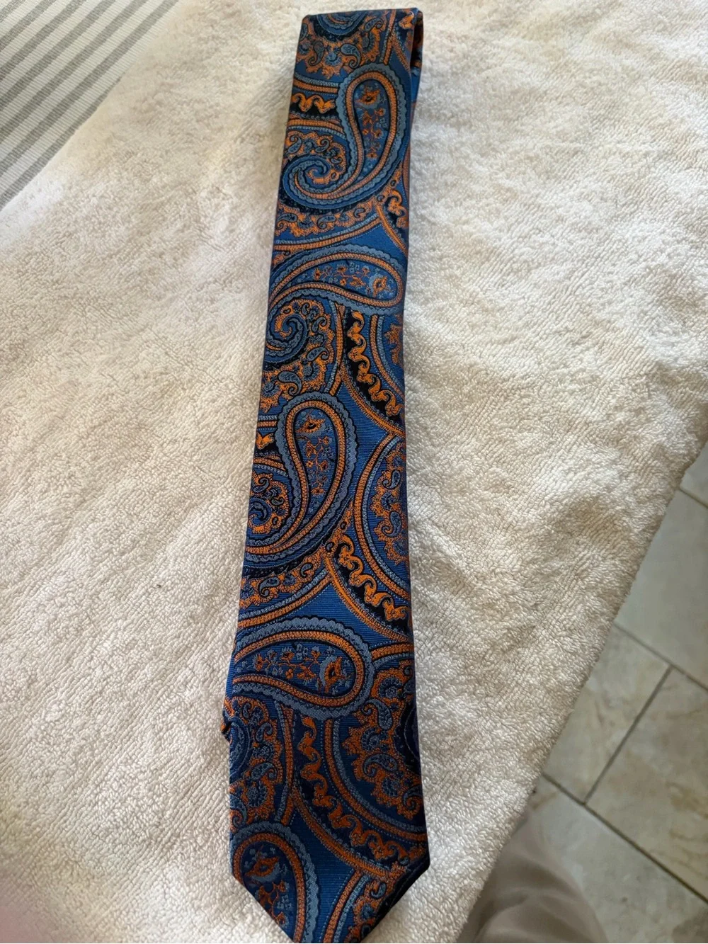 Ted Baker Navy and Orange Paisley Silk Tie